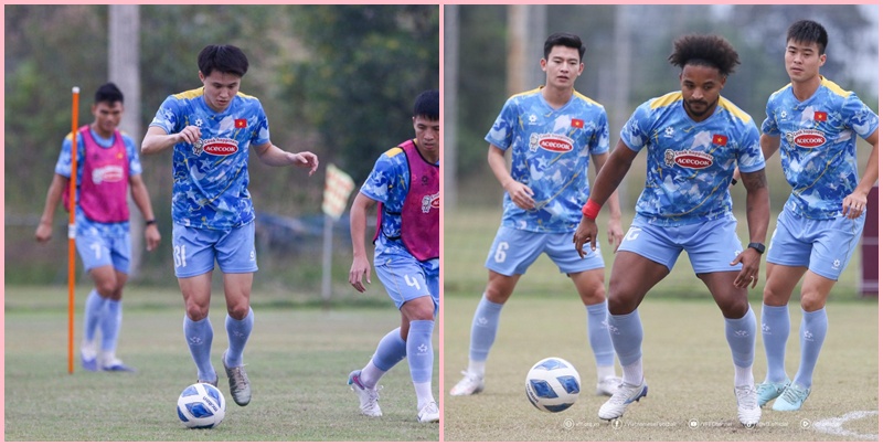 Dàn sao ĐT Việt Nam tập buổi đầu tiên ở Lào