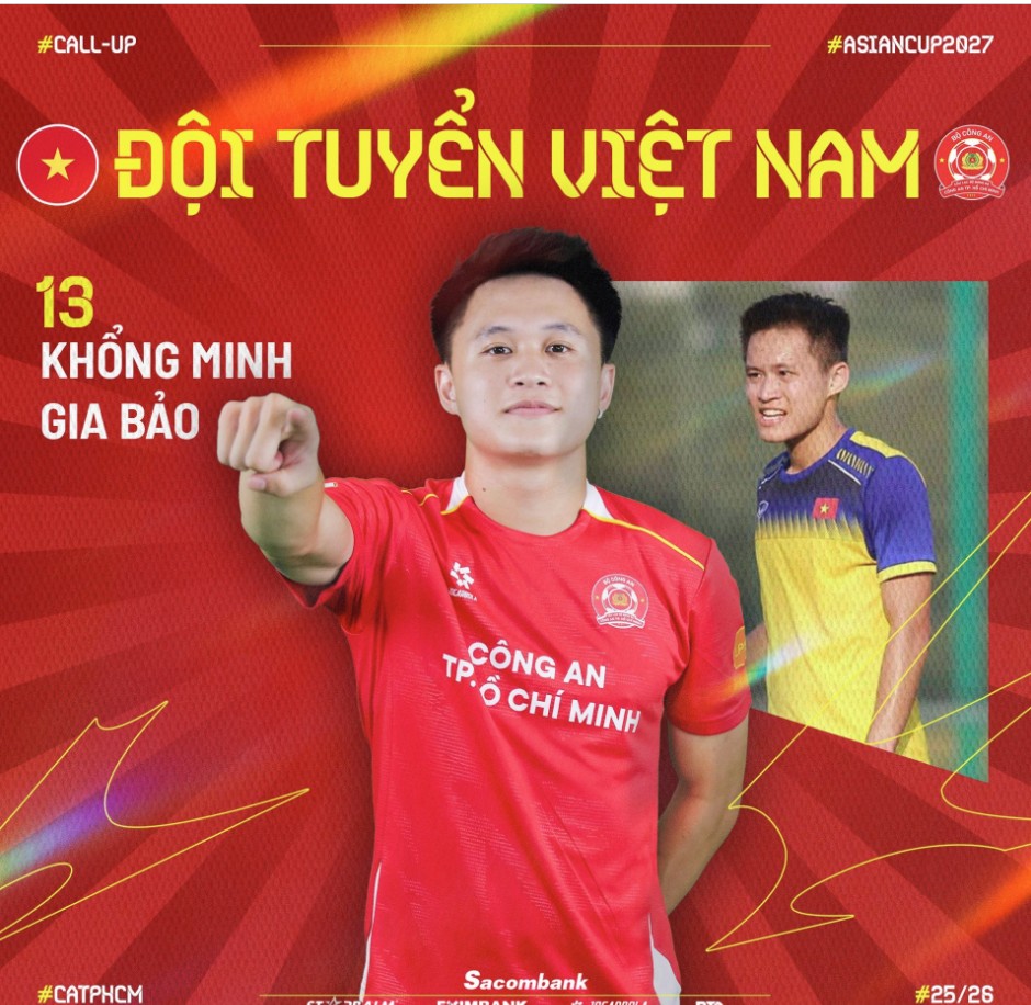 Khổng Minh Gia Bảo gây bất ngờ khi được gọi lên ĐT Việt Nam